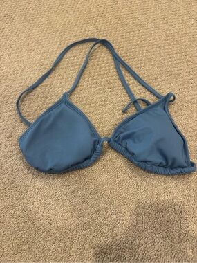 Shade & Shore Dusty Blue Ribbed Triangle Bikini Top
